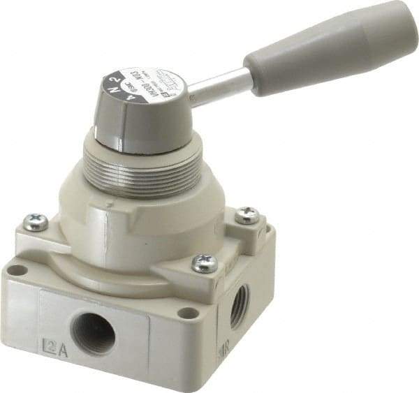 SMC PNEUMATICS - 3/8" NPT Rotary Hand Air Valve - 3 Position, 1.1 CV Rate, 150 Max psi & 140°F Max Temp - Apex Tool & Supply
