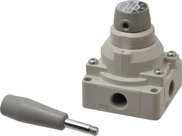 SMC PNEUMATICS - 3/8" NPT Rotary Hand Air Valve - 3 Position, 1.1 CV Rate, 150 Max psi & 140°F Max Temp - Apex Tool & Supply