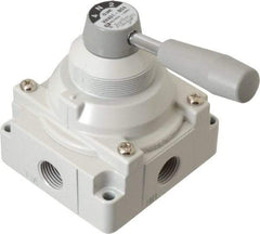 SMC PNEUMATICS - 1/2" NPT Rotary Hand Air Valve - 3 Position, 3.1 CV Rate, 150 Max psi & 140°F Max Temp - Apex Tool & Supply