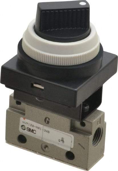SMC PNEUMATICS - 0.14 CV Rate, 1/8" NPT Inlet Mechanical Valve - 2 Way, 2 Ports, Selector 90° Turn - Apex Tool & Supply