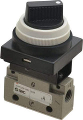 SMC PNEUMATICS - 0.14 CV Rate, 1/8" NPT Inlet Mechanical Valve - 2 Way, 2 Ports, Selector 90° Turn - Apex Tool & Supply