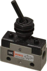 SMC PNEUMATICS - 0.14 CV Rate, 1/8" NPT Inlet Mechanical Valve - 3 Port, 2 Position, Toggle Lever - Apex Tool & Supply