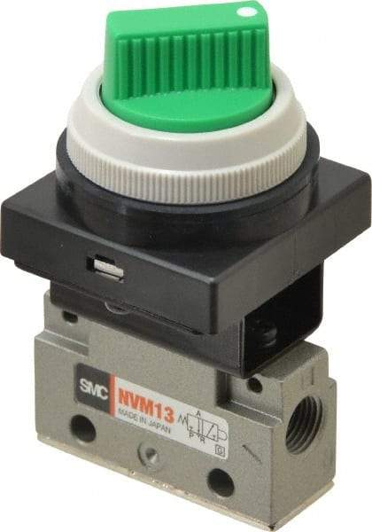 SMC PNEUMATICS - 0.14 CV Rate, 1/8" NPT Inlet Mechanical Valve - 3 Way, 2 Ports - Apex Tool & Supply