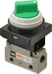 SMC PNEUMATICS - 0.14 CV Rate, 1/8" NPT Inlet Mechanical Valve - 3 Way, 2 Ports - Apex Tool & Supply
