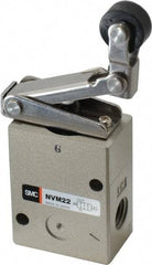 SMC PNEUMATICS - 1.00 CV Rate, 1/4" NPT Inlet Mechanical Valve - 2 Way, 2 Ports, Roller Lever One Way - Apex Tool & Supply