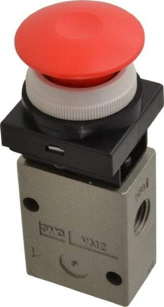 SMC PNEUMATICS - 1.00 CV Rate, 1/4" NPT Inlet Mechanical Valve - 2 Way, 2 Ports - Apex Tool & Supply