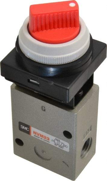 SMC PNEUMATICS - 1.00 CV Rate, 1/4" NPT Inlet Mechanical Valve - 3 Way, 2 Ports - Apex Tool & Supply