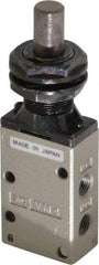 SMC PNEUMATICS - 0.38 CV Rate, 1/4" NPT Inlet Mechanical Valve - 3 Way, 3 Ports, Plunger - Apex Tool & Supply