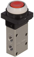SMC PNEUMATICS - 0.38 CV Rate, 1/4" NPT Inlet Mechanical Valve - 3 Way, 3 Ports, Push Button Flush - Apex Tool & Supply