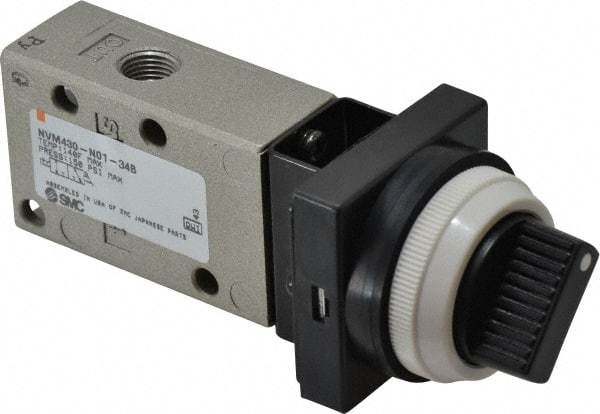 SMC PNEUMATICS - 0.38 CV Rate, 1/4" NPT Inlet Mechanical Valve - 3 Way, 3 Ports - Apex Tool & Supply