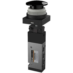 SMC PNEUMATICS - 0.55 CV Rate, 1/8" NPT Inlet Mechanical Valve - 4 Way, 5 Ports, Push Button Mushroom - Apex Tool & Supply
