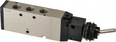 SMC PNEUMATICS - 1.00 CV Rate, 1/4" NPT Inlet Mechanical Valve - 4 Way, 5 Ports, Toggle Lever - Apex Tool & Supply