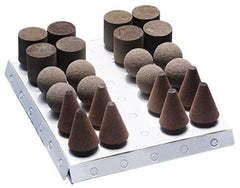 Grier Abrasives - 24 Piece Aluminum Oxide Rubber Rubber Mounted Abrasive Wheel Set - Includes Mounted Wheels with 1/4" Diam x 1-1/2" Long Shank - Apex Tool & Supply