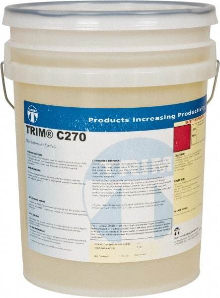 Master Fluid Solutions - Trim C270, 5 Gal Pail Cutting & Grinding Fluid - Synthetic, For Drilling, Reaming, Tapping - Apex Tool & Supply