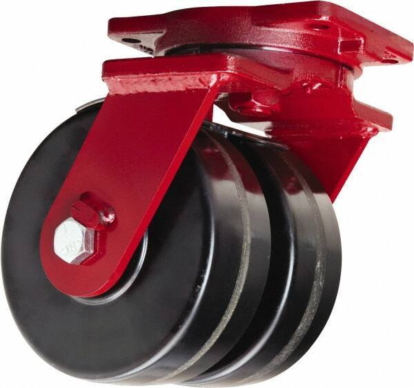 Hamilton - 6" Diam x 3" Wide x 8-1/2" OAH Top Plate Mount Dual Swivel Caster - Phenolic, 4,000 Lb Capacity, Straight Roller Bearing, 6-1/8 x 7-1/2" Plate - Apex Tool & Supply