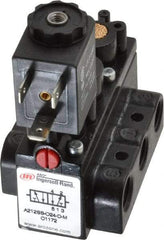 ARO/Ingersoll-Rand - 1/4" Inlet x 1/4" Outlet, Solenoid Actuator, Spring Return, 2 Position, Body Ported Solenoid Air Valve - 24 VDC Input, 54 CFM, 1.5 CV, 4 Way, 150 psi, 2-15/16" Long x 1-15/16" Wide x 1-15/16" High, 0 to 180°F - Apex Tool & Supply