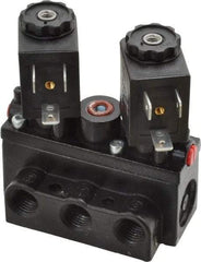 ARO/Ingersoll-Rand - 1/4" Inlet x 1/4" Outlet, Solenoid Actuator, Solenoid Return, 3 Position, Body Ported Solenoid Air Valve - 120 VAC Input, 32 CFM, 0.9 CV, 4 Way, 150 psi, 2-15/16" Long x 1-15/16" Wide x 1-13/16" High, 0 to 180°F - Apex Tool & Supply