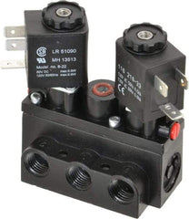 ARO/Ingersoll-Rand - 1/4" Inlet x 1/4" Outlet, Solenoid Actuator, Solenoid Return, 3 Position, Body Ported Solenoid Air Valve - 120 VAC Input, 32 CFM, 0.9 CV, 4 Way, 150 psi, 2-15/16" Long x 1-15/16" Wide x 1-13/16" High, 0 to 180°F - Apex Tool & Supply