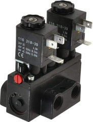 ARO/Ingersoll-Rand - 1/4" Inlet x 1/4" Outlet, Solenoid Actuator, Solenoid Return, 3 Position, Body Ported Solenoid Air Valve - 24 VDC Input, 32 CFM, 0.9 CV, 4 Way, 150 psi, 2-15/16" Long x 1-15/16" Wide x 1-13/16" High, 0 to 180°F - Apex Tool & Supply