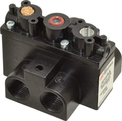 ARO/Ingersoll-Rand - 3/8" Inlet x 3/8" Outlet, Pilot Actuator, Spring Return, 2 Position, Body Ported Solenoid Air Valve - 63 CFM, 1.7 CV, 4 Way, 150 psi, 3-1/2" Long x '2-1/2" Wide x 3-5/8" High, 0 to 180°F - Apex Tool & Supply