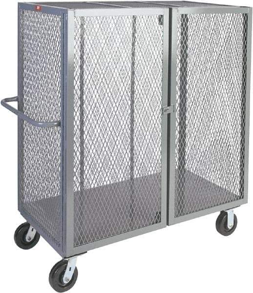 Jamco - 2,000 Lb Capacity, 1 Shelf, 4-Sided Steel Mesh Security Truck - 36" Long x 72" Wide x 57" High, 6" Diam Phenolic Wheels - Apex Tool & Supply