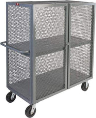 Jamco - 2,000 Lb Capacity, 2 Shelf, Steel Mesh Security Truck - 48" Long x 30" Wide x 57" High, 6" Diam Wheels - Apex Tool & Supply