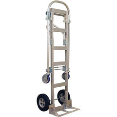 Wesco Industrial Products - 1,000 Lb Capacity 61-1/2" OAH Hand Truck - 18 x 7-1/2" Base Plate, Continuous Handle, Aluminum, Solid Rubber Wheels - Apex Tool & Supply