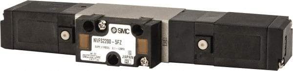 SMC PNEUMATICS - 0.8 CV Flow Rate, Double Solenoid Pilot Operated Valve - 5 Port, 2 Position, 1/4" NPT Inlet, 24 V - Apex Tool & Supply