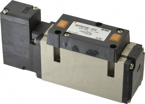 SMC PNEUMATICS - 2 CV Flow Rate, Single Solenoid Pilot Operated Valve - 5 Port, 2 Position, Spring Return, 3/8" NPT Inlet, 24 V - Apex Tool & Supply