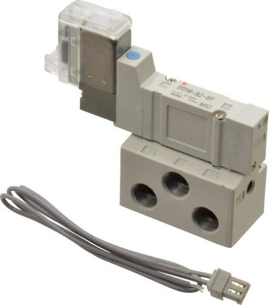 SMC PNEUMATICS - 0.3 CV Flow Rate, Single Solenoid Pilot Operated Valve - 5 Port, 2 Position, Spring Return, 1/8" NPT Inlet, 110 V - Apex Tool & Supply