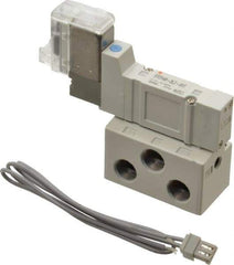 SMC PNEUMATICS - 0.3 CV Flow Rate, Single Solenoid Pilot Operated Valve - 5 Port, 2 Position, Spring Return, 1/8" NPT Inlet, 110 V - Apex Tool & Supply