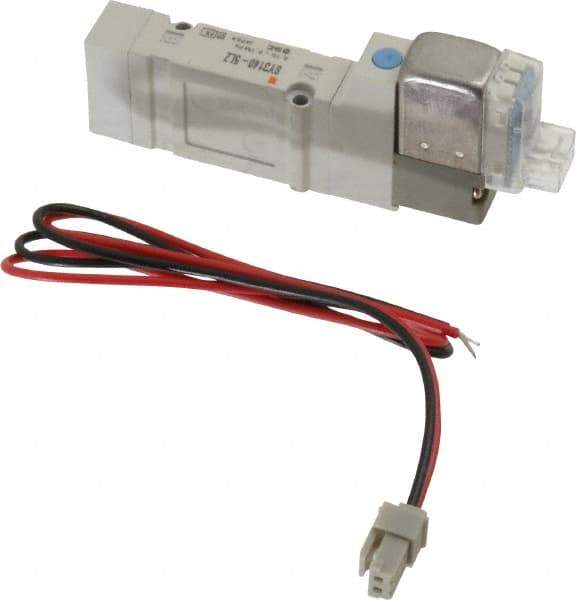 SMC PNEUMATICS - 0.3 CV Flow Rate, Single Solenoid Pilot Operated Valve - 5 Port, 2 Position, Spring Return, 1/4" Push to Connect Inlet, 24 V - Apex Tool & Supply
