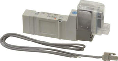 SMC PNEUMATICS - 0.3 CV Flow Rate, Single Solenoid Pilot Operated Valve - 5 Port, 2 Position, Spring Return, 1/4" Push to Connect Inlet, 110 V - Apex Tool & Supply