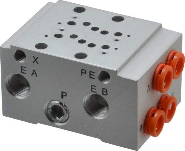 SMC PNEUMATICS - 0.3 CV Flow Rate, 2 Station Pilot Operated Solenoid Valve - 1/4" Push to Connect Inlet, Bar Manifold Base Mounted - Apex Tool & Supply