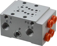 SMC PNEUMATICS - 0.3 CV Flow Rate, 2 Station Pilot Operated Solenoid Valve - 1/4" Push to Connect Inlet, Bar Manifold Base Mounted - Apex Tool & Supply