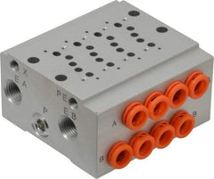 SMC PNEUMATICS - 0.3 CV Flow Rate, 4 Station Pilot Operated Solenoid Valve - 1/4" Push to Connect Inlet, Bar Manifold Base Mounted - Apex Tool & Supply