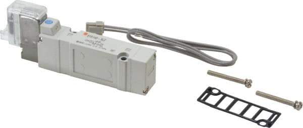 SMC PNEUMATICS - 0.7 CV Flow Rate, Single Solenoid Pilot Operated Valve - 5 Port, 2 Position, Spring Return, 1/4" Push to Connect Inlet, 110 V - Apex Tool & Supply