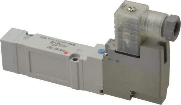 SMC PNEUMATICS - 0.7 CV Flow Rate, Single Solenoid Pilot Operated Valve - 5 Port, 2 Position, Spring Return, 1/4" Push to Connect Inlet, 24 V - Apex Tool & Supply