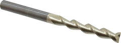Accupro - 5/8", 4" LOC, 5/8" Shank Diam, 8" OAL, 2 Flute, Solid Carbide Square End Mill - Single End, ZrN Finish, Spiral Flute, 45° Helix, Centercutting, Right Hand Cut, Right Hand Flute - Apex Tool & Supply