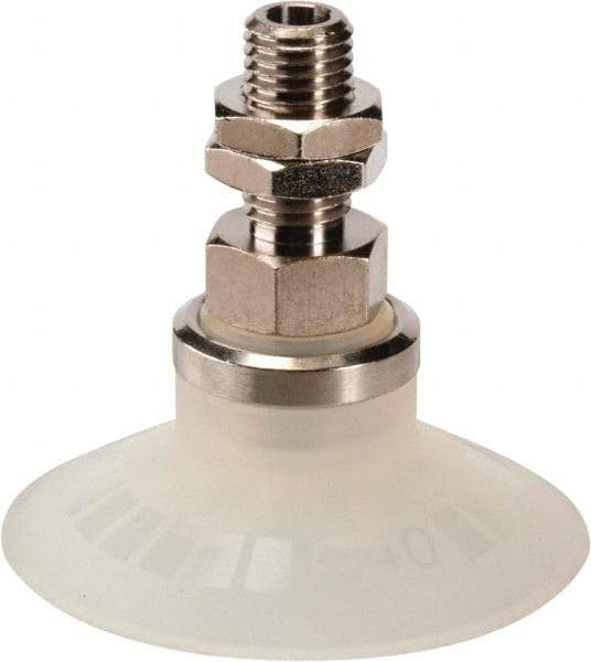 SMC PNEUMATICS - M8x1 Male Port, 40" Pad Diam, Flat w/Rib, Vertical Vacuum Pad - Silicone - Apex Tool & Supply