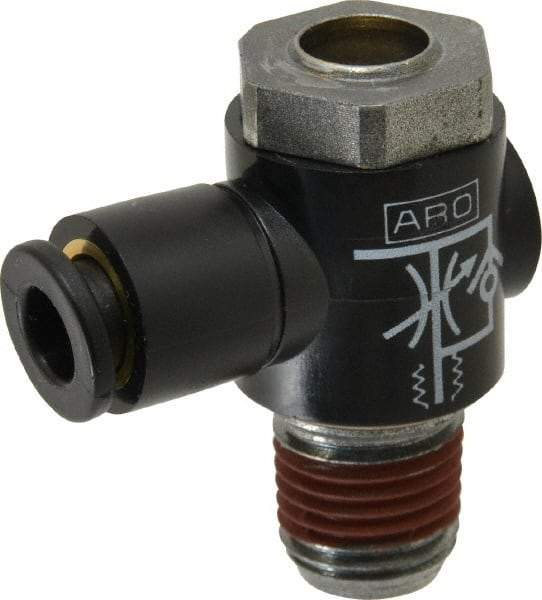ARO/Ingersoll-Rand - 1/4" Male NPT x 1/4" Female NPT Right Angle Flow Control Valve - Apex Tool & Supply