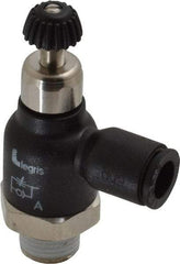 Legris - 1/4" Tube OD x 1/8 Male NPT Compact Meter Out Flow Control Valve - 14.5 to 145 psi, Nylon - Apex Tool & Supply