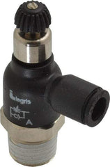 Legris - 1/4" Tube OD x 1/4 Male NPT Compact Meter Out Flow Control Valve - 14.5 to 145 psi, Nylon - Apex Tool & Supply
