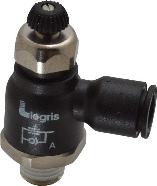Legris - 3/8" Tube OD x 1/4 Male NPT Compact Meter Out Flow Control Valve - 14.5 to 145 psi, Nylon - Apex Tool & Supply