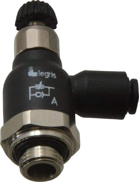 Legris - 4mm Tube OD x 1/8 Male BSPP Compact Meter Out Flow Control Valve - 14.5 to 145 psi, Nylon - Apex Tool & Supply