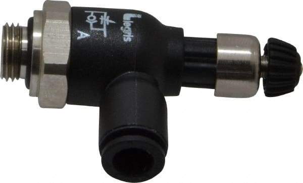 Legris - 6mm Tube OD x 1/8 Male BSPP Compact Meter Out Flow Control Valve - 14.5 to 145 psi, Nylon - Apex Tool & Supply