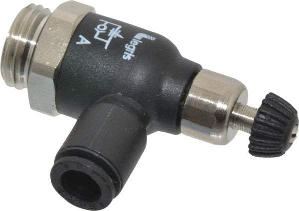 Legris - 6mm Tube OD x 1/4 Male BSPP Compact Meter Out Flow Control Valve - 14.5 to 145 psi, Nylon - Apex Tool & Supply