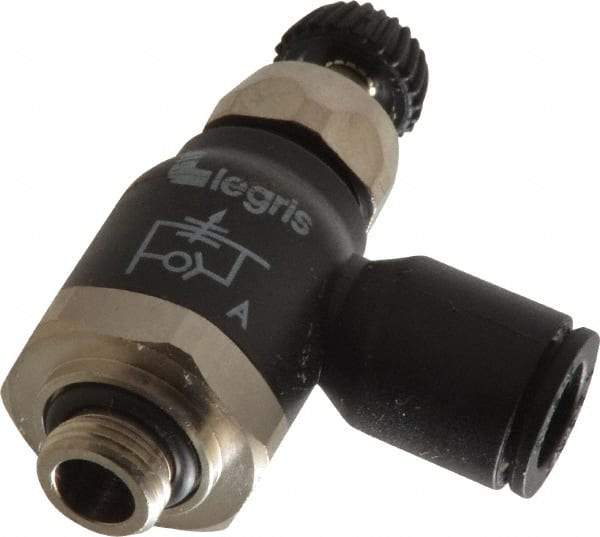 Legris - 8mm Tube OD x 1/8 Male BSPP Compact Meter Out Flow Control Valve - 14.5 to 145 psi, Nylon - Apex Tool & Supply