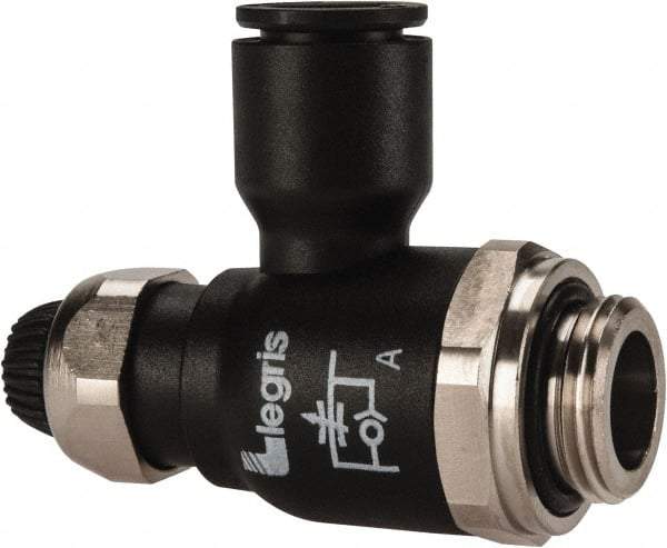 Legris - 10mm Tube OD x 3/8 Male BSPP Compact Meter Out Flow Control Valve - 14.5 to 145 psi, Nylon - Apex Tool & Supply