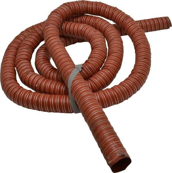 Hi-Tech Duravent - 1-1/2" ID, 16 Hg Vac Rating, 34 psi, Fiberglass Vacuum & Duct Hose - 12' Long, Brick Red, 1-1/2" Bend Radius, -75 to 500°F (Intermittent to 600) - Apex Tool & Supply